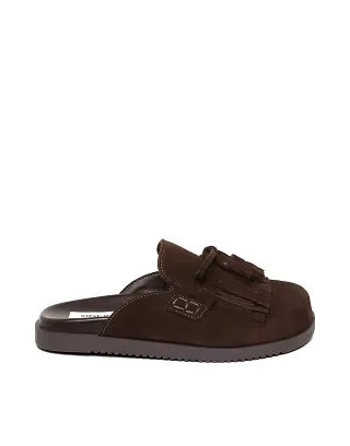 Steve Madden Maurea fringe clogs in brown suede