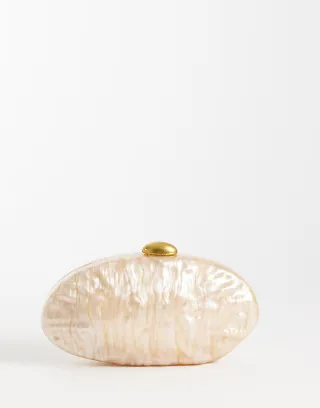 True Decadence hard molten chrome clutch bag in cream
