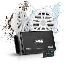 BOSS Audio Systems ASK902B.6 Marine Boat 6.5 inch Speakers and 4 Channel Amplifier Package