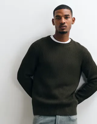 Jack & Jones fine rib sweater in olive green