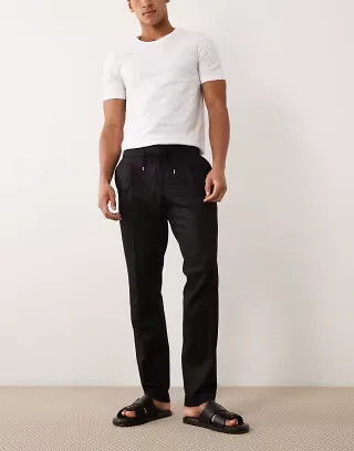 HUGO Red getlin smart slim fit pants in black