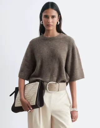 & Other Stories alpaca wool mix t-shirt in light brown