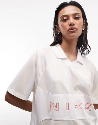 Nike Street oversized striped jersey in beige