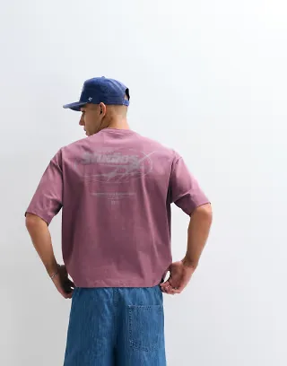 ASOS DESIGN heavyweight relaxed T-shirt with street graphic in washed pink