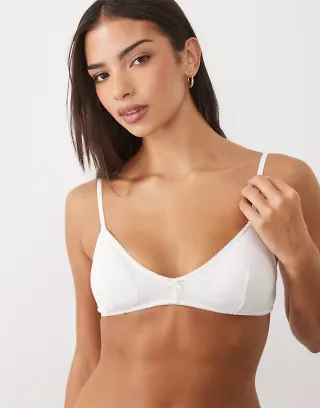 Cotton On pointelle triangle padded bralette in white