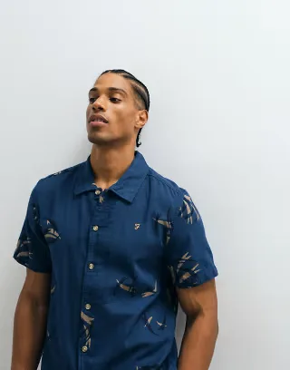 Farah Ernest short sleeve arrow print logo shirt in blue - part of a set