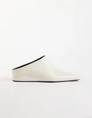 ASOS DESIGN Maeve premium leather concealed wedge mules in off white