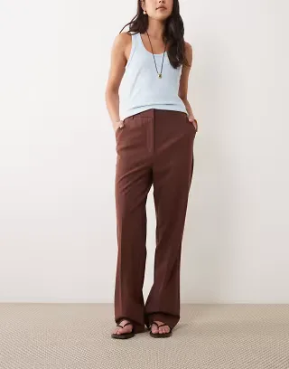 ASOS DESIGN slim straight pants in chocolate