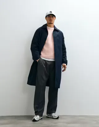 ASOS DESIGN oversized trench in navy