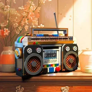 554PCS Color Radio Model Building Blocks - Retro Small Home Appliances DIY Toy Set for Kids Holiday Decoration Gift
