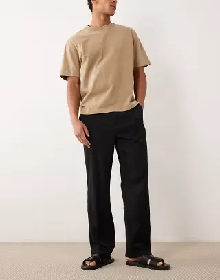Cotton On baggy tailored pleated pants in black