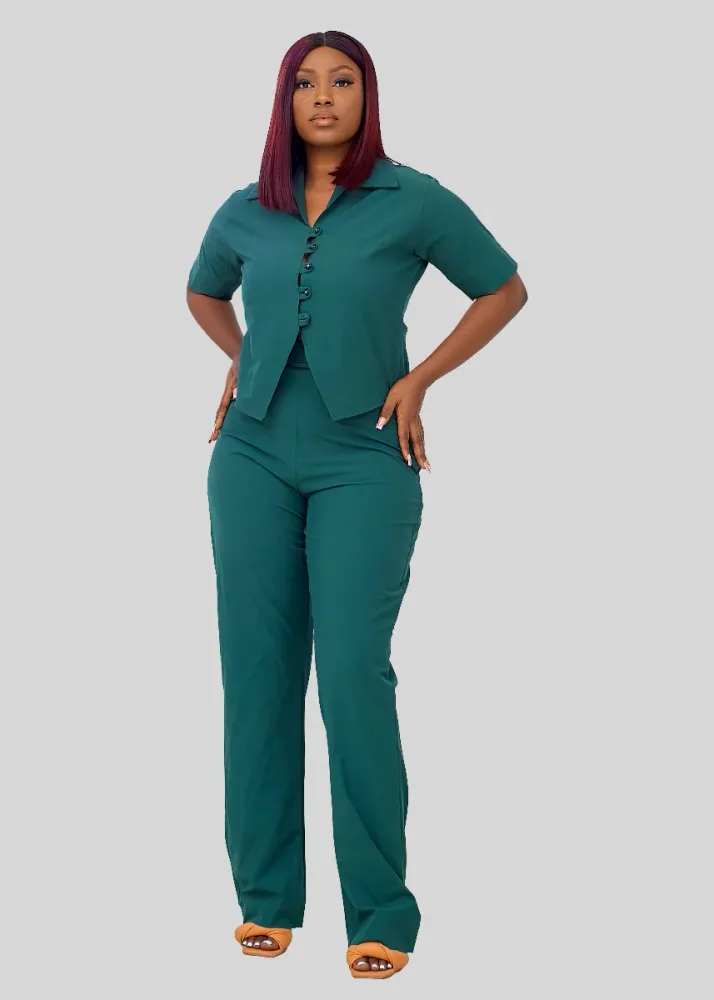 BUTTON DOWN SHIRT AND HIGH WAIST PANT