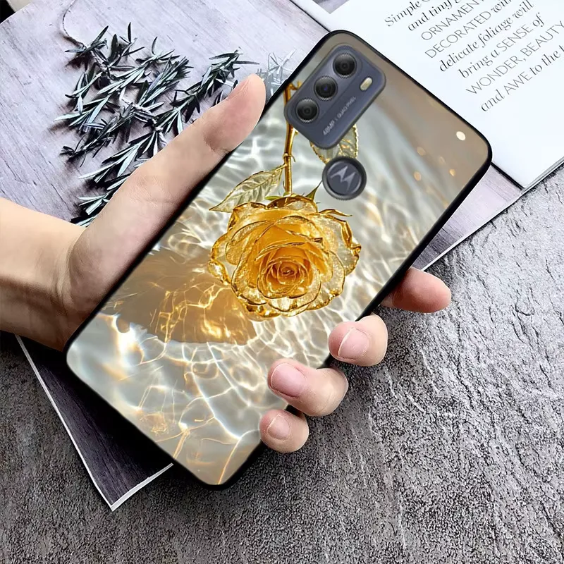 Yellow Pink Rose Case For Motorola Moto G Stylus 5G G Play G35 G45 G54 G24 G86 G04S E13 E14 E32 E32S