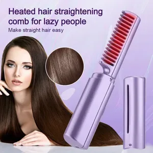 Hair Straightener Curler Charging Wet Dry Electric Heating Comb Hair Flat Iron Straightening Styling Tool Home Appliance