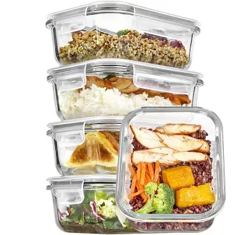 Vtopmart 5pack 22oz Glass Storage Containers With Lids, Meal 22oz,