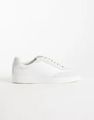 NOAK made In Portugal lace up sneakers in white leather and suede mix