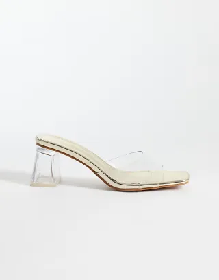 Simmi London Deena block heel sandals in clear and gold