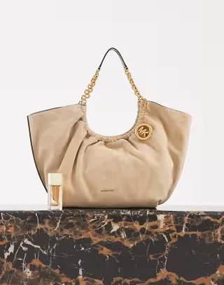 Michael Kors Indie large cinch tote bag in light khaki