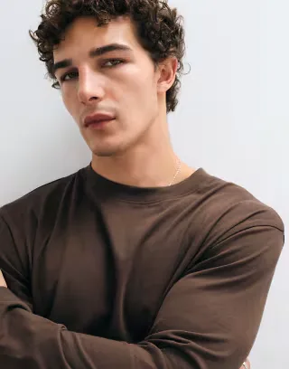ASOS DESIGN relaxed long sleeve t-shirt in brown