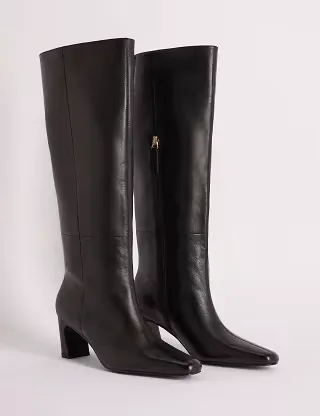 Nobody's Child Ottilie real leather knee high boots in black