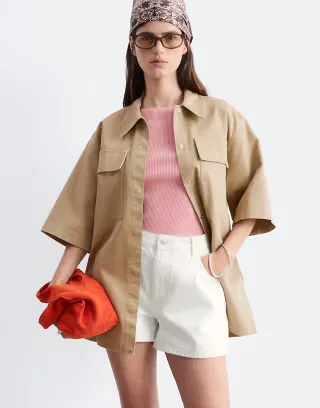 & Other Stories denim shorts in off white