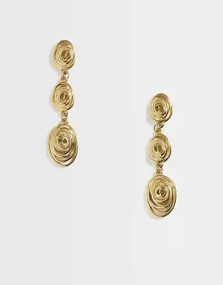 8 Other Reasons swirl drop statement earrings in 18k gold plated