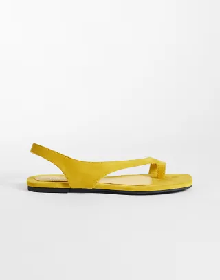 Public Desire Brynne flat sandals in yellow suedette