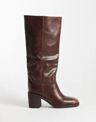 Simmi London Bryce heeled knee boots in burnished brown