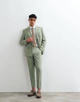 ASOS DESIGN tapered suit pants in sage green