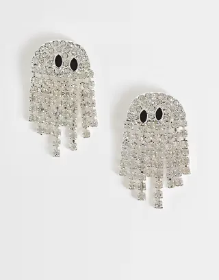 Accessorize Halloween ghost earrings in silver diamante