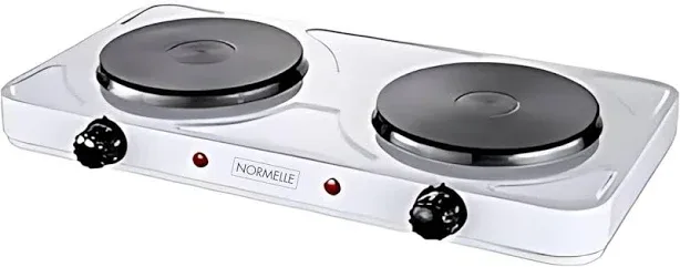 Normelle 2000W Double Burner Electric Stove – Portable Flat Top Hot Plate with Dual Heating Discs – Adjustable Temperatu