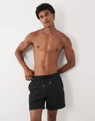 Abercrombie & Fitch 6in pull on swim shorts in black