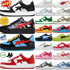 Designer Shoes Mens Womens Sneakers Leather Trainers Black white Green Grey Blue Red Low Shark patent Leather Camouflage