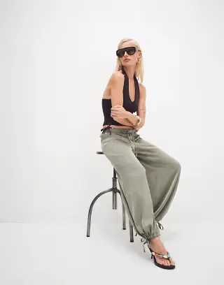 Motel brizid balloon cuffed pants in khaki