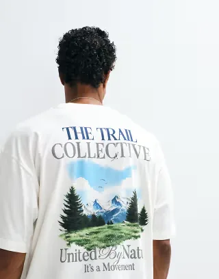 ASOS DESIGN oversized T-shirt with mountain graphic in brown