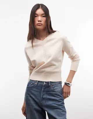 Monki knitted sweater in beige