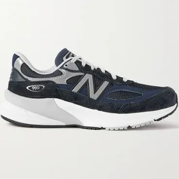 New Balance 990v6 Leather-Trimmed Suede and Mesh Sneakers - Men - Navy Suede Shoes - UK 7