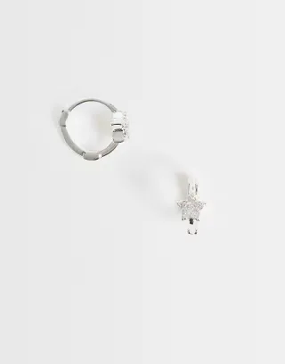 Kingsley Ryan 10mm gemtset star huggie hoops in silver plated