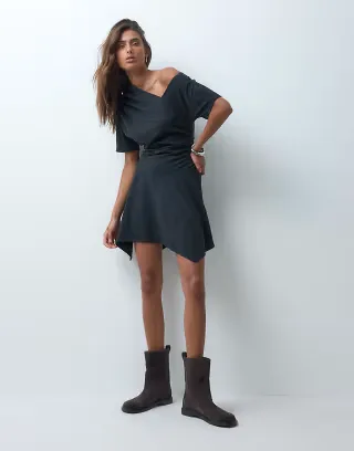 ASOS DESIGN asymmetric handkerchief hem mini dress in black