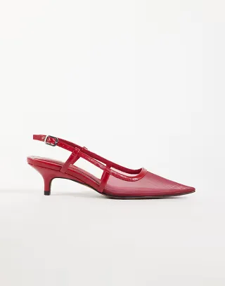 ASOS DESIGN Skippy kitten heel shoes in red mesh