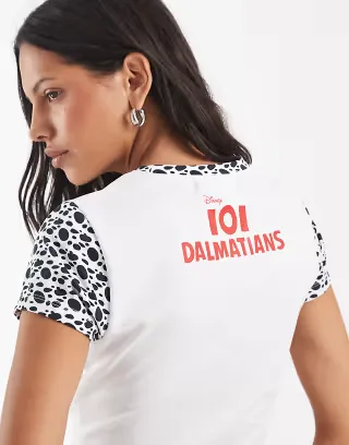 ASOS DESIGN Disney baby tee with 101 Dalmatians print in white