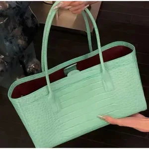 odile Print Leather Bag Vintage Green Large Luxury Capacity Handbag Magnetic Buckle Cluh Casual Elegant Commuter Purse X