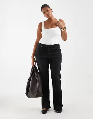 ONLY Curve Phoebe flared jeans in washed black