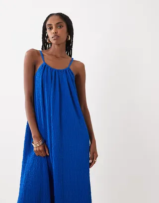 VILA textured jersey cami maxi dress in cobalt blue