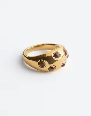 & Other Stories chunky ring with tigers eye dots in gold