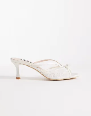 Be Mine Bridal Maya heeled mules in ivory lace