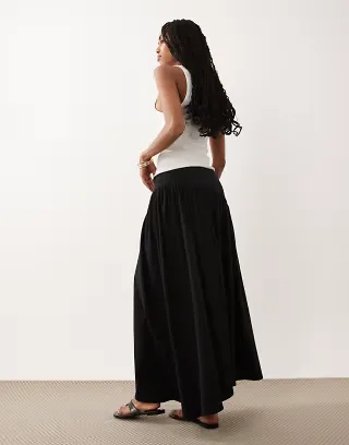 ASOS DESIGN draped short sleeve top in black - part of a set