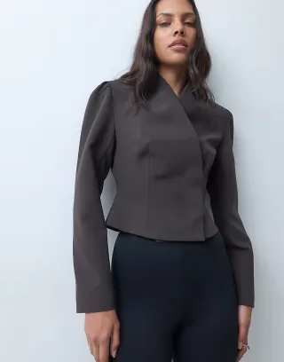 ASOS DESIGN tailored cinch waist wrap blazer