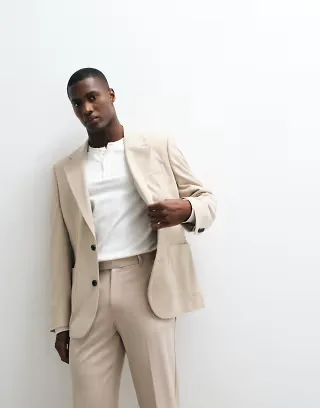 ASOS DESIGN FlexMax™ slim suit jacket in stone