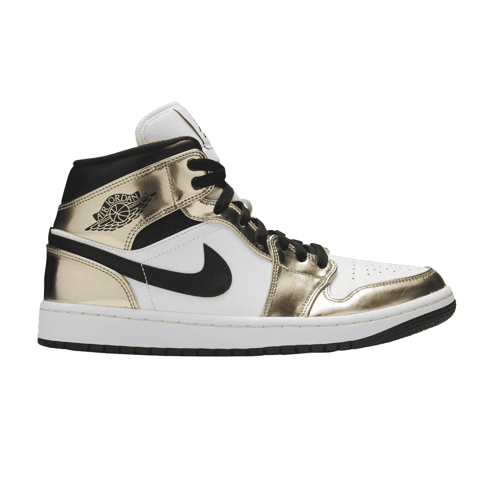 Air Jordan 1 Mid Metallic Gold Black White